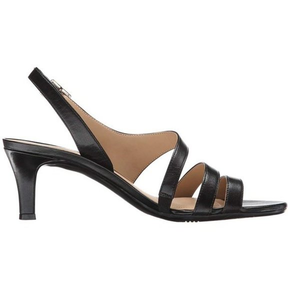 NEW Naturalizer Black Leather Taimi Business Dress Sandal Low Heels Formal - Picture 3 of 4